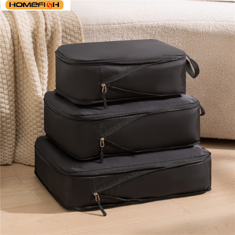 Travel Packing Cube - HOMEFISH 3Pcs/Set Tas Penyimpanan Perjalanan Multifungsi