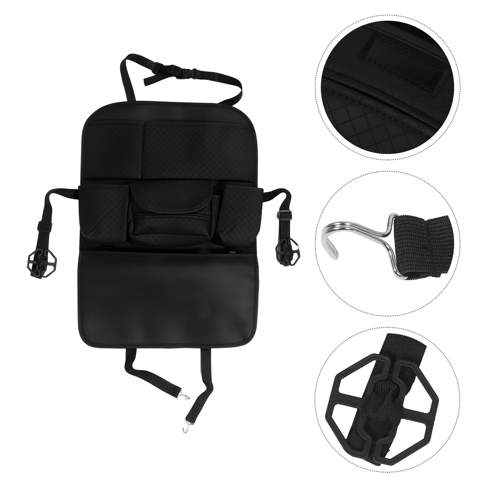 Car Seat Travel Bag - Organizer Kursi Mobil Hitam Multi-Saku, Tas
