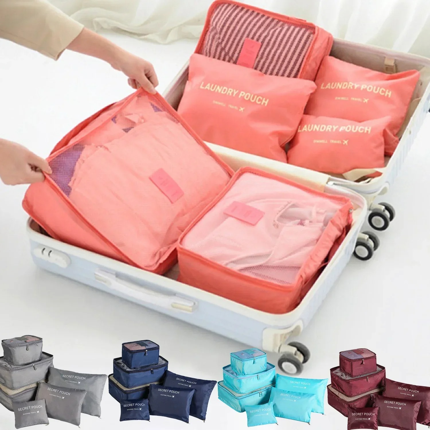 Travel Packing Cube - Set Tas Penyimpanan Perjalanan 6 Buah,
